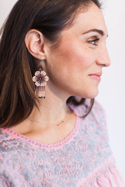 Pastel Pink and Purple Bead Earrings