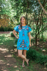 Short Blue Puebla Dress