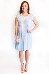 Light Blue Chambray with White Felicia Dress-M/L