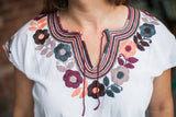 White with Multicolor Chamula Blouse