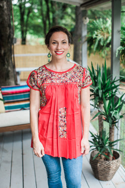 Red and Green San Antonino Blouse