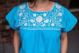 Blue with White Puebla Blouse