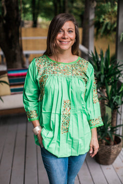 Green with Gold San Antonino Blouse