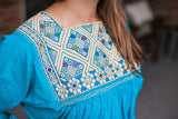 Turquoise Blue and White San Andres Blouse