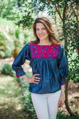 Red Chambray San Andres Blouse