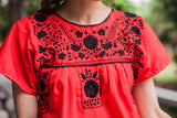 Red and Black Short Puebla Dress
