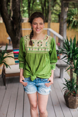 Green and White San Andres Blouse