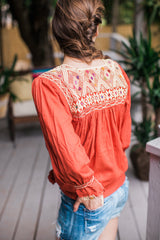 Orange and Off-White San Andres Blouse