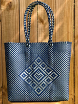 Blue and Silver Woven Tote