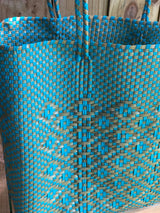 Turquoise and Bronze Woven Tote