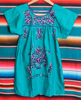 Girl's Teal Puebla Dress-5T