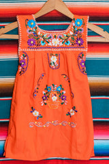 Girl's Orange Sleeveless Puebla Dress-3T
