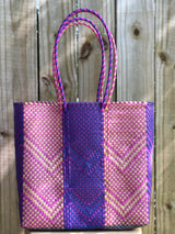 Pink, Purple and Beige Woven Tote