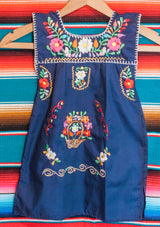 Girl's Navy Sleeveless Puebla Dress-3T