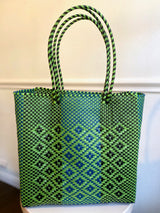 Green, Black and Blue Woven Tote