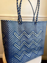 Blue and Silver Woven Tote