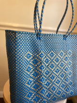 Turquoise and Silver Woven Tote