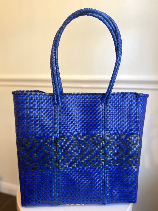 Blue and Black Woven Tote