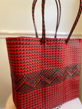 Red and Black Woven Tote