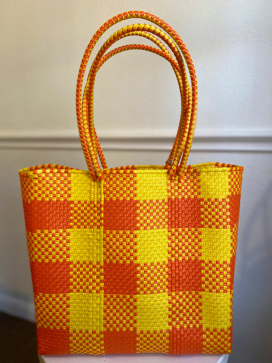 Orange and Yellow Woven Tote