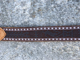 Brown, Blue and White Embroidered Leather Belt