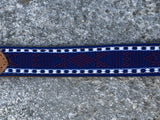 Blue, Purple and White Embroidered Leather Belt