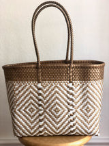 Gold and White Woven Tote