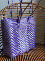 Medium Purple and Gold Woven Tote