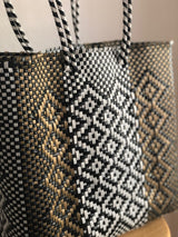Black, White and Gold Woven Tote
