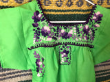 Girl's Green with Purple Puebla Dress - 2T