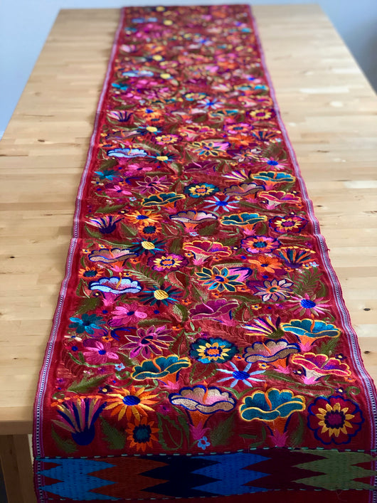 Red with Multicolor Floral Runner