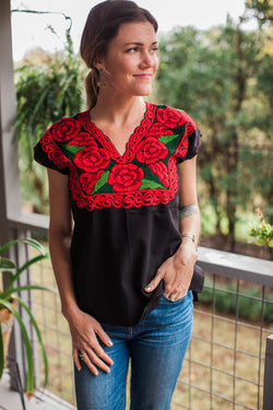 Black and Red La Bohemia Blouse