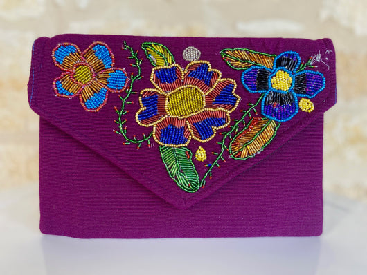 Purple Beaded Chiapas Clutch