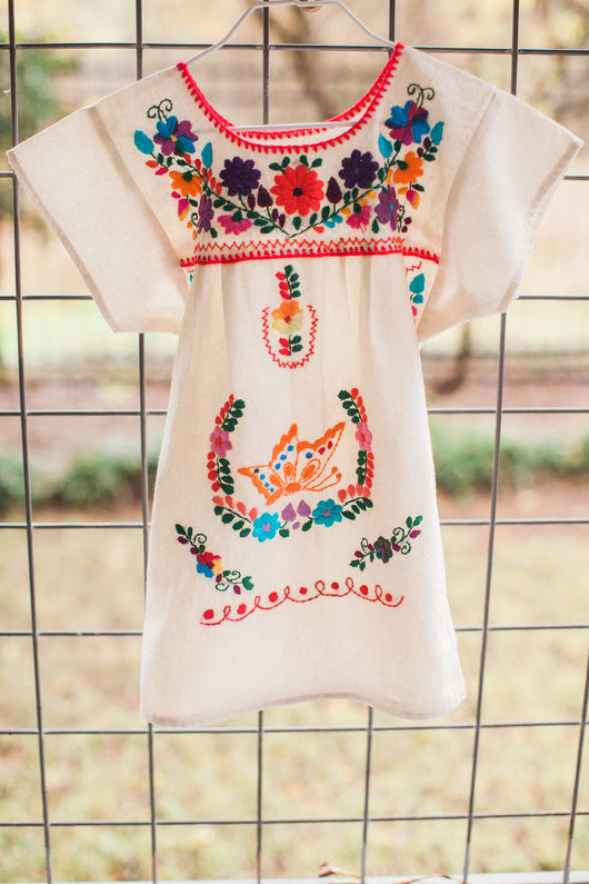 Girl's Off-White Manta Oaxaca Dress