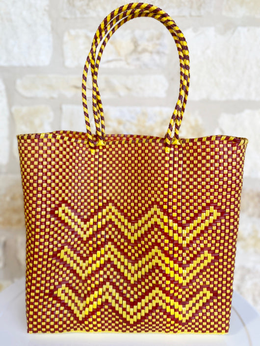 Red and Yellow Woven Tote