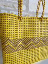 Yellow and Tan Woven Tote