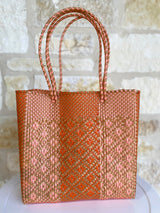 Orange, Pink and Gold Woven Tote