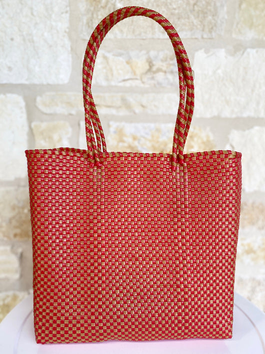 Red and Gold Woven Tote