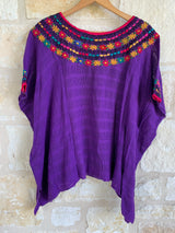 Purple with Multicolor Huipil de Coban