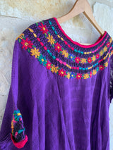 Purple with Multicolor Huipil de Coban