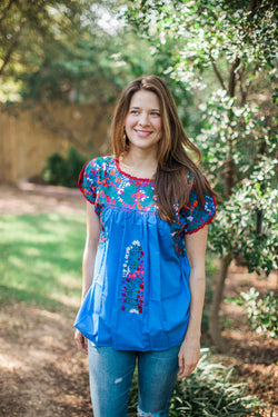 Blue with Multicolor San Antonino Blouse
