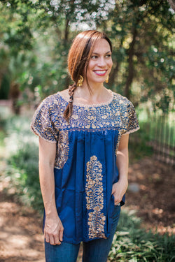 Navy with Gold San Antonino Blouse
