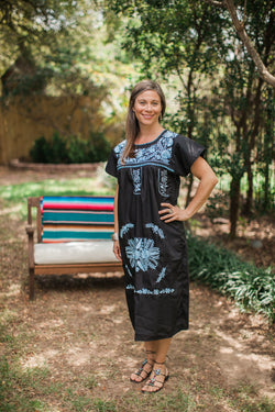 Long Black with Light Blue Puebla Dress