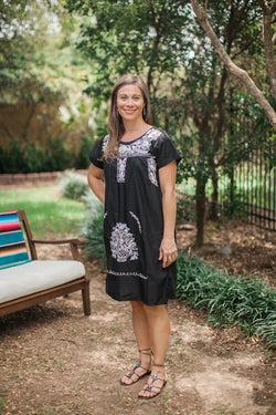 Short Black with White Puebla Dress