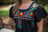 Long Black with Multicolor Puebla Dress
