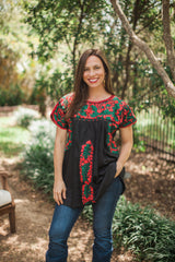 Black with Red and Green San Antonino Blouse