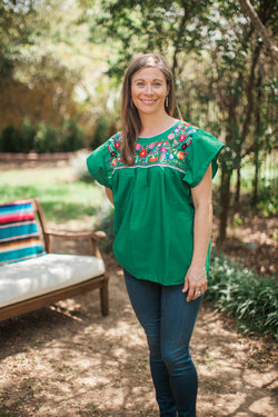 Green Puebla Blouse