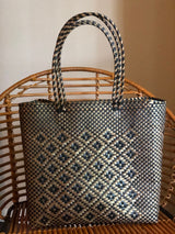 Large Black and Gold Woven Tote