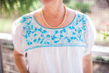 White with Blue Puebla Blouse