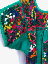 Green with Multicolor Felicia Blouse - S